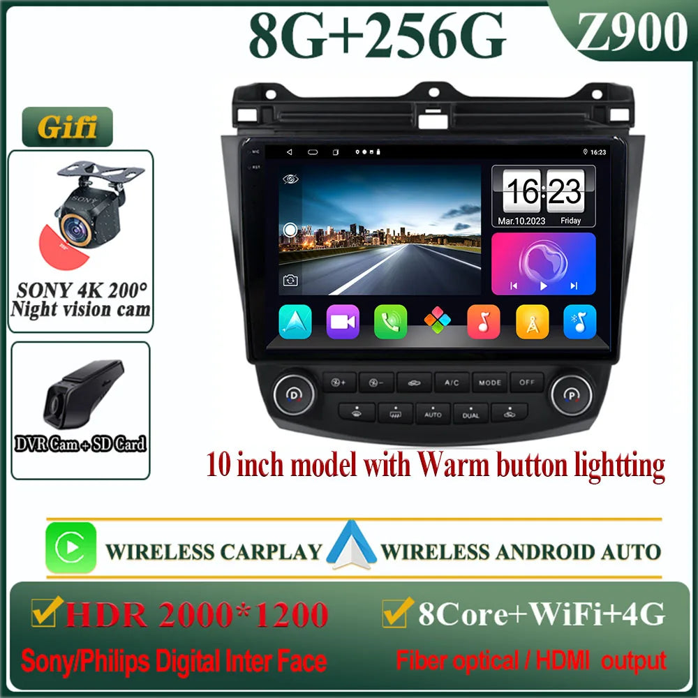 Android 14 Head Unit For Honda Accord 7 2003-2007 Multimedia Player GPS Navigation Stereo Head Unit No 2din DVD QLED Screen 5G