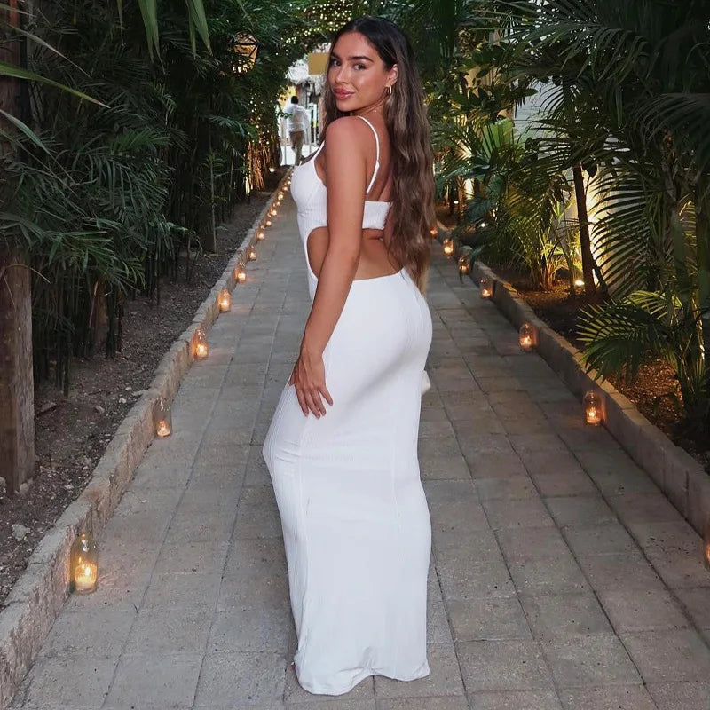 Ladies Summer Elegant Evening Party Dress Women Sleeveless Backless Sexy Bodycon Long Dresses Woman Clothes Birthday Clubwear