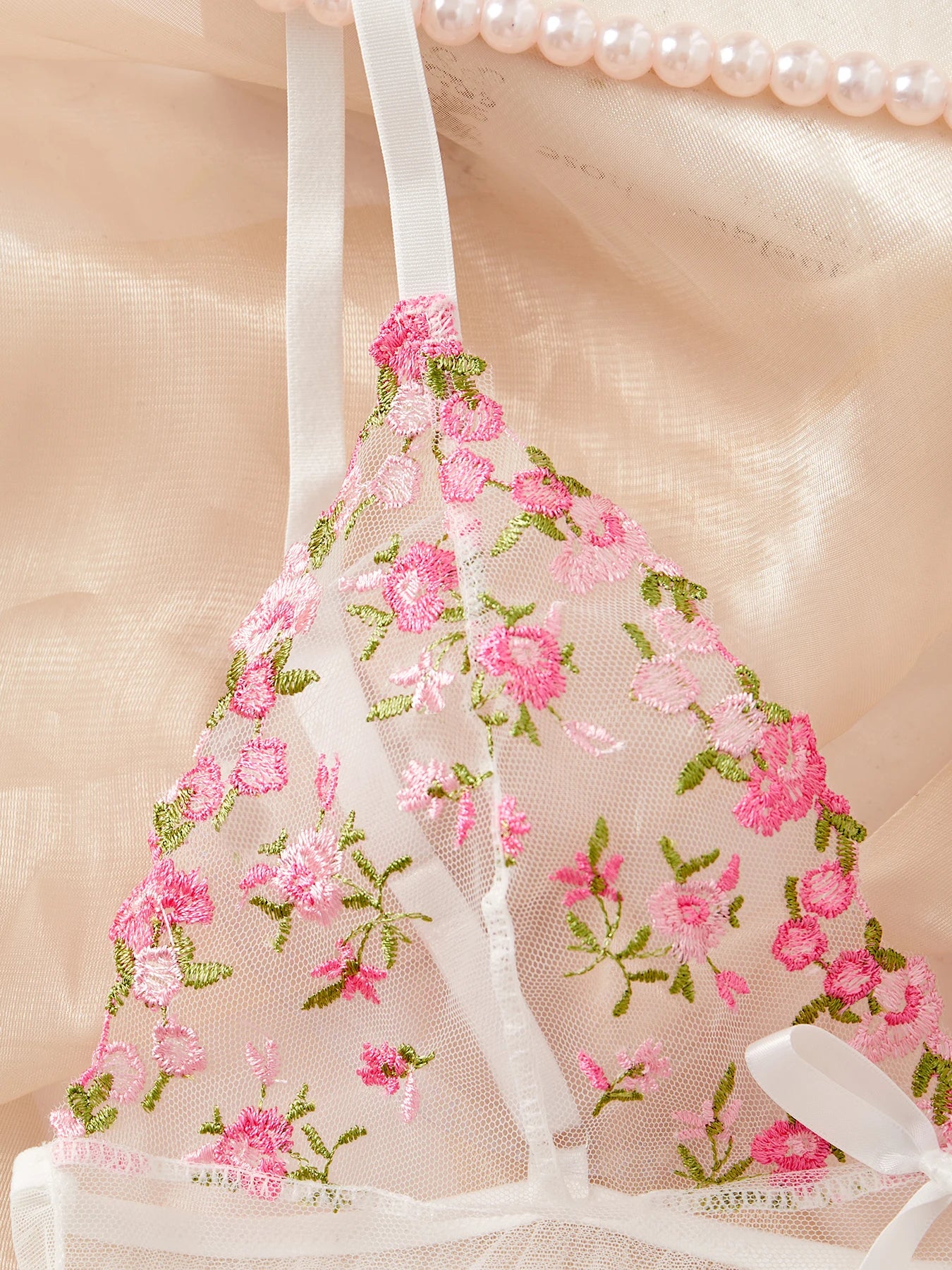 Lady Floral See Through Sexy Slip Dress Mesh Cute Girls Sexy Nightwear Sleep Nightdress Lingerie Dress Set