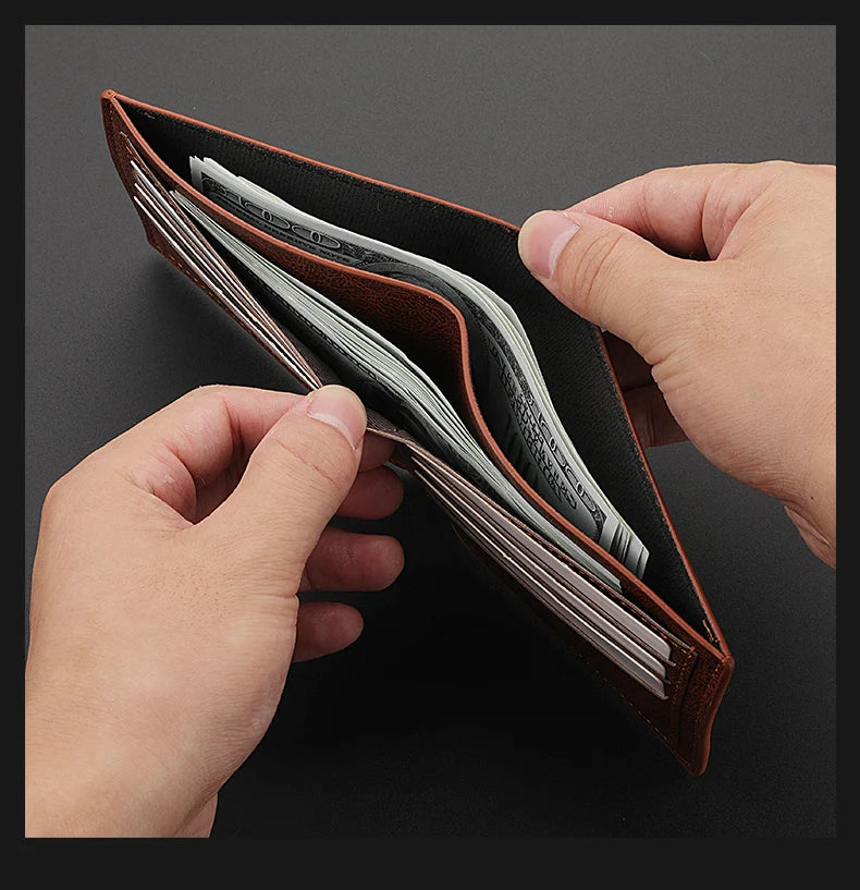 Men's Fashion Retro Business Short Wallet Multi Card Slot Horizontal Soft Pu Leather Men's Wallet