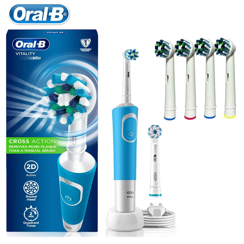 Oral B Vitality 100 Electric Rechargeable Toothbrush Cross Action Clean for Adults Timer Waterproof Tooth Brush