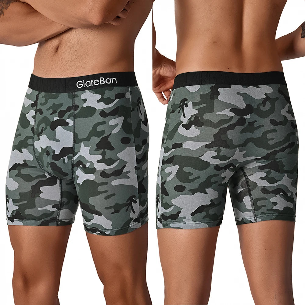 5pcs Set Mid-Long Camo Cotton Brand Boxer Shorts for Men Underwear Male Underpants Briefs Boxershorts Slips Panties Breathable