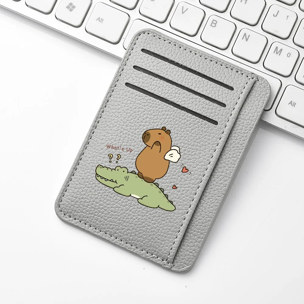 Women Ultra-thin Credit Card Holder PU Leather Multi Slot Cute Credit Card Bag