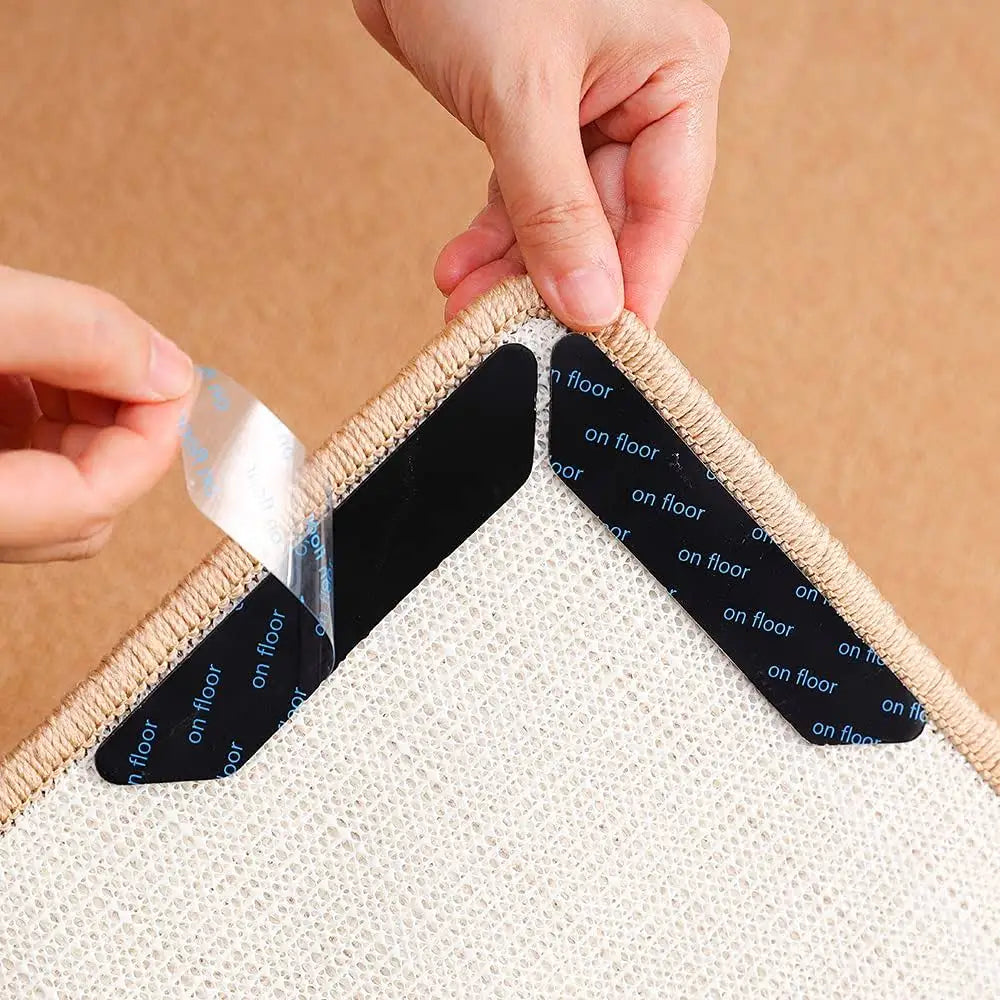 16/8pcs Carpet Non-slip Sticker Reusable Washable Anti Curling Carpet Patch Fixed Stickers Floor Rug Mat Tape Gripper Corner Pad