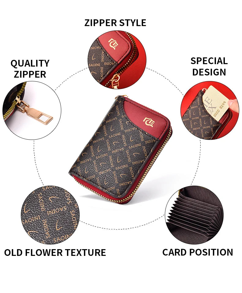 New Women's Small Wallet Premium Sense Personality Lady Credit Card Holder Fashion Multi-Slot Zipper Credit Card Wallet  Women's
