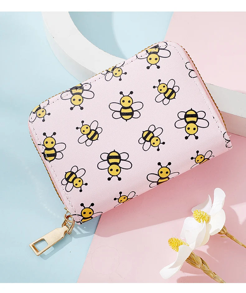 Multi Card Slot Holder Exquisite Small Girl Fashion Zipper Coin Identity Credit Card Holder PU Leather Women's Coin Purse