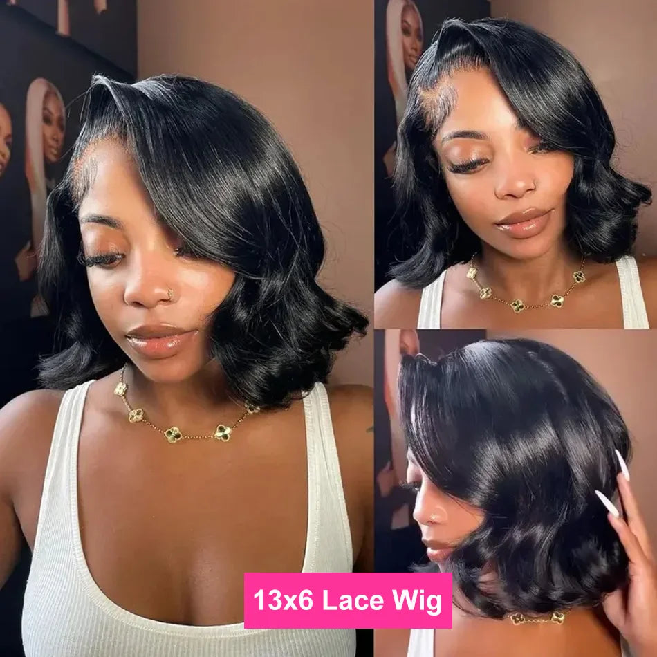 7x5 Glueless Human Hair Wigs Boby Wave Short Bob Wigs HD 13x4 Lace Frontal Human Hair Wig Ready To Wear No Shedding For Women
