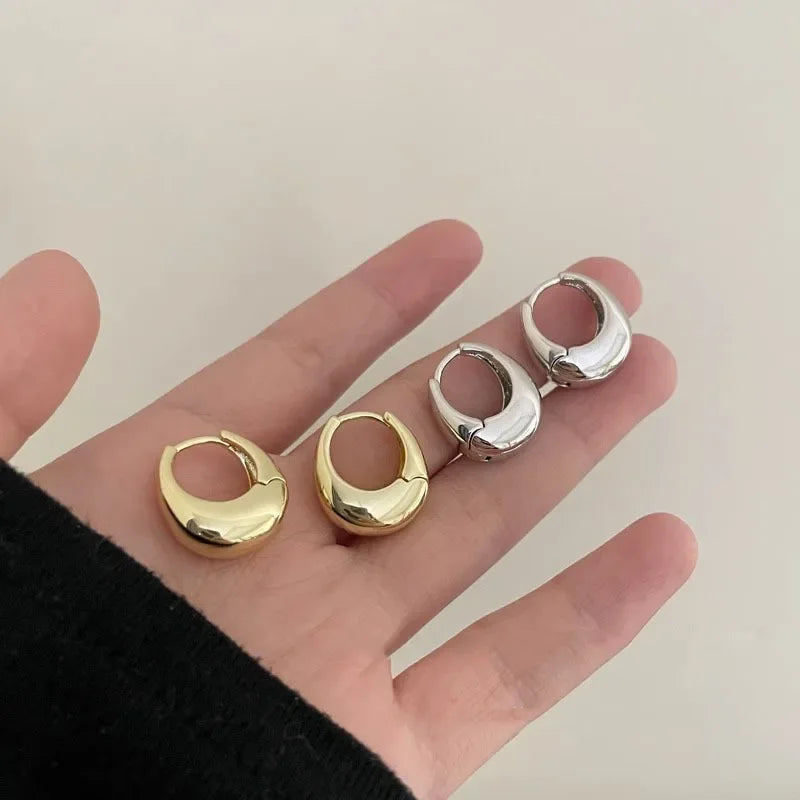 925 Sterling Silver Vintage Round Earrings For Women Trendy Metal Hoop Earring Jewelry Prevent Allergy Party Accessories Gifts