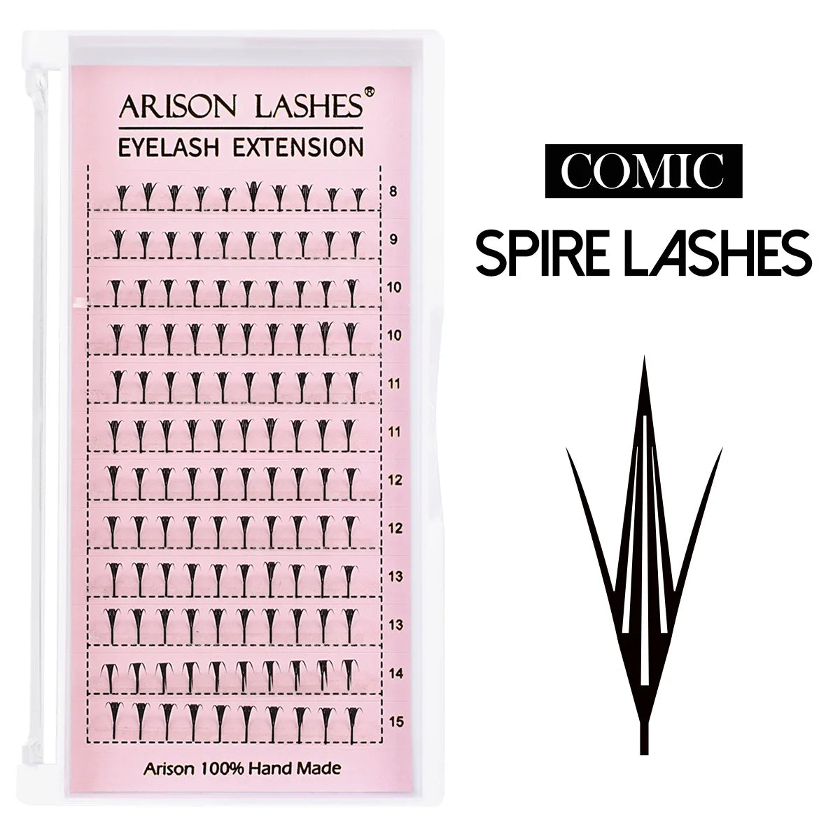 ARISON Comic Leaf Lashes Plume Spire Premade Fan Eyelash Extensions Automatic Flowering Individual Volume False Lashes