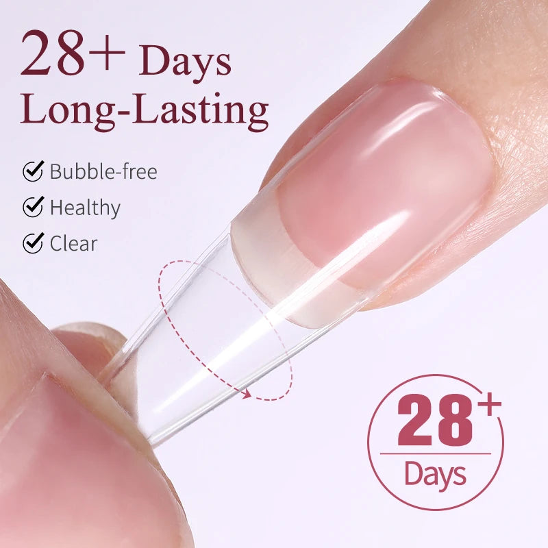 LILYCUTE 7ml 3 IN 1 Soft gel tips ADHESIVE Gel 24Pcs False Tips Extend Nails Function Gel Soak Off UV LED Nail Gel