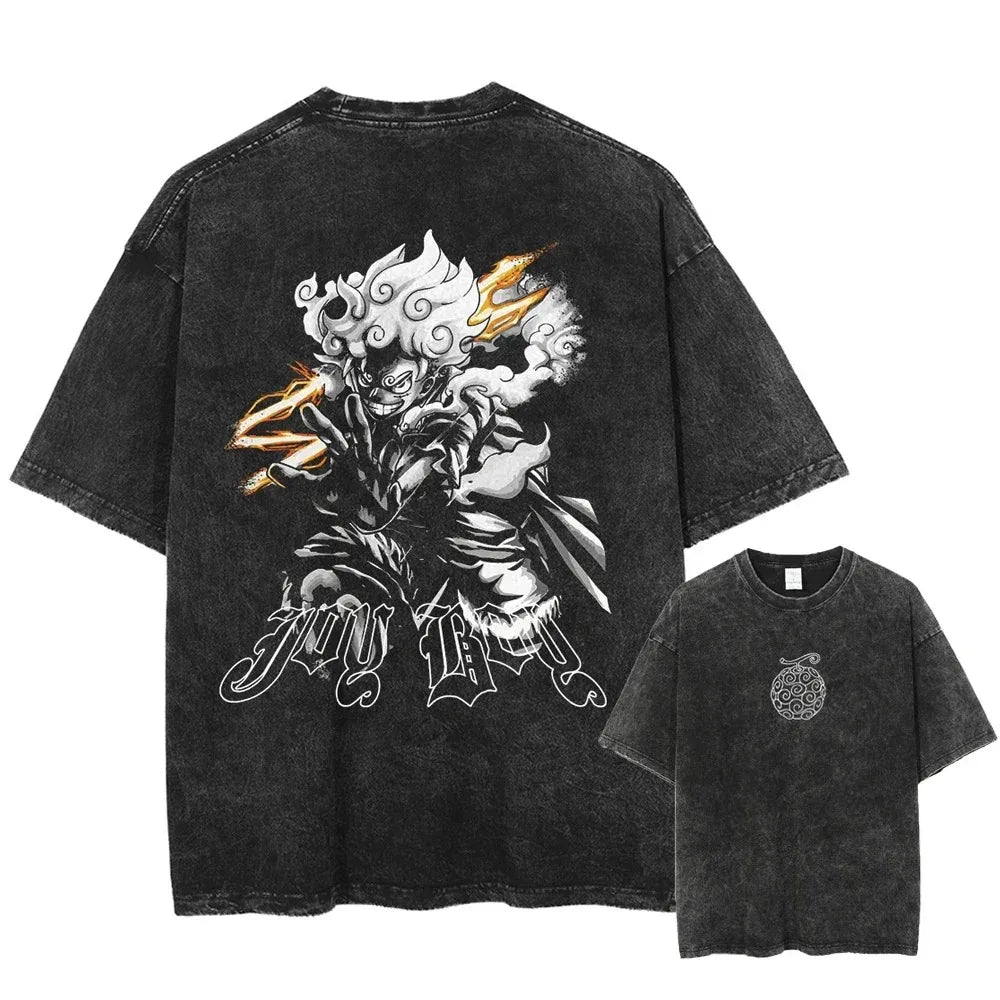 Men Washed Anime Naruto Print T Shirt Hip Hop Streetwear T-Shirt Harajuku Cotton Short Sleeve Casual Tshirt Summer Tops Tees