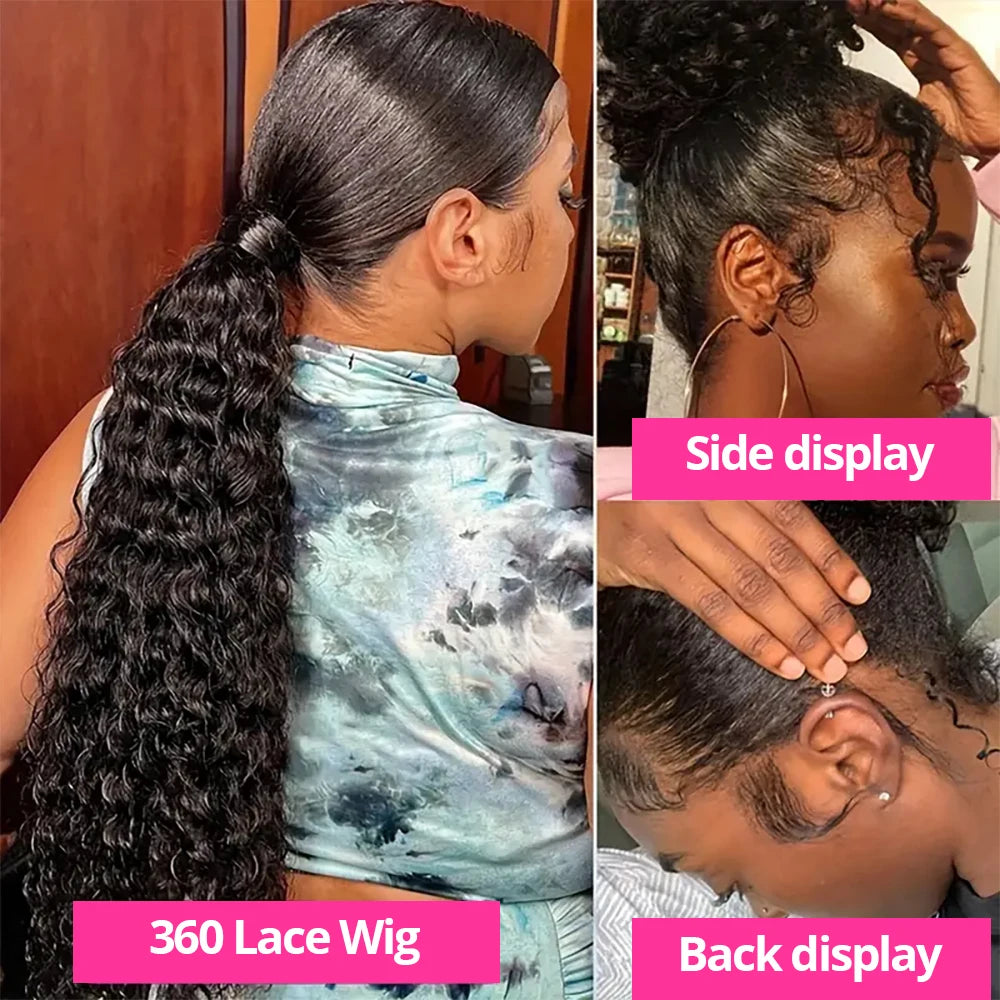 250% Density 360 HD Full Water Wave Lace Curly Human Hair Wigs 30 40 Inches Loose Deep Wave Lace Frontal Wig Brazilian For Women
