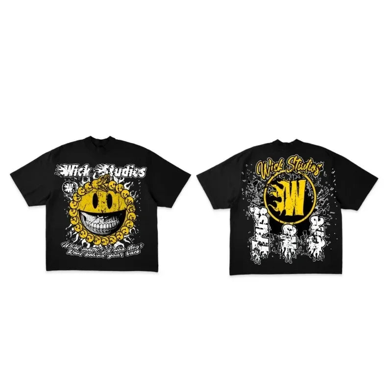 summer American street anime letter printed short sleeve T-shirt for women y2k Harajuku fashion couple casual loose top