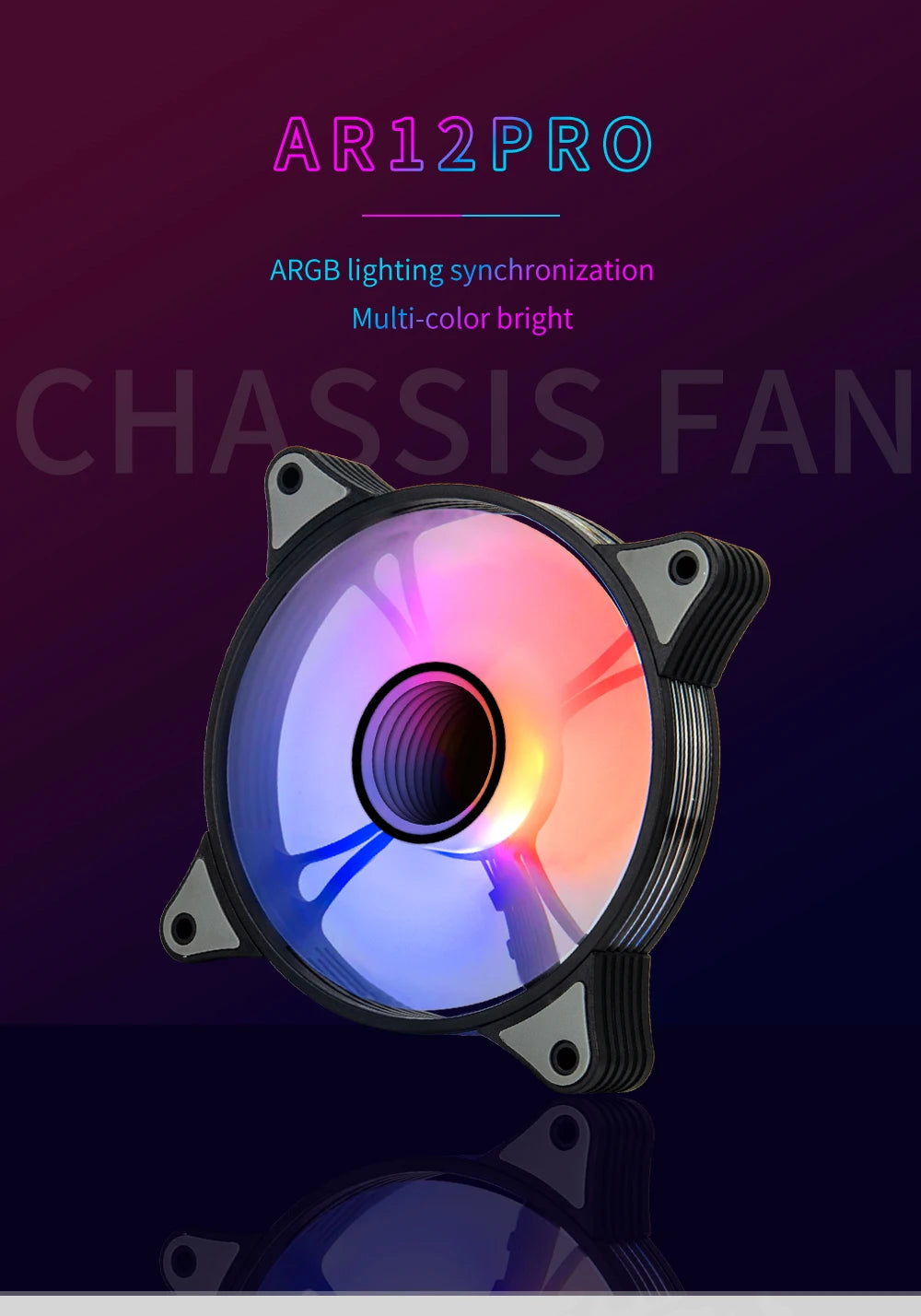 Aigo AR12PRO Computer Case Fan Ventoinha PC magnetic light bar 120mm RGB Fan 4pin PWM CPU Cooling Fan 3p5v Argb 12cm Ventilador