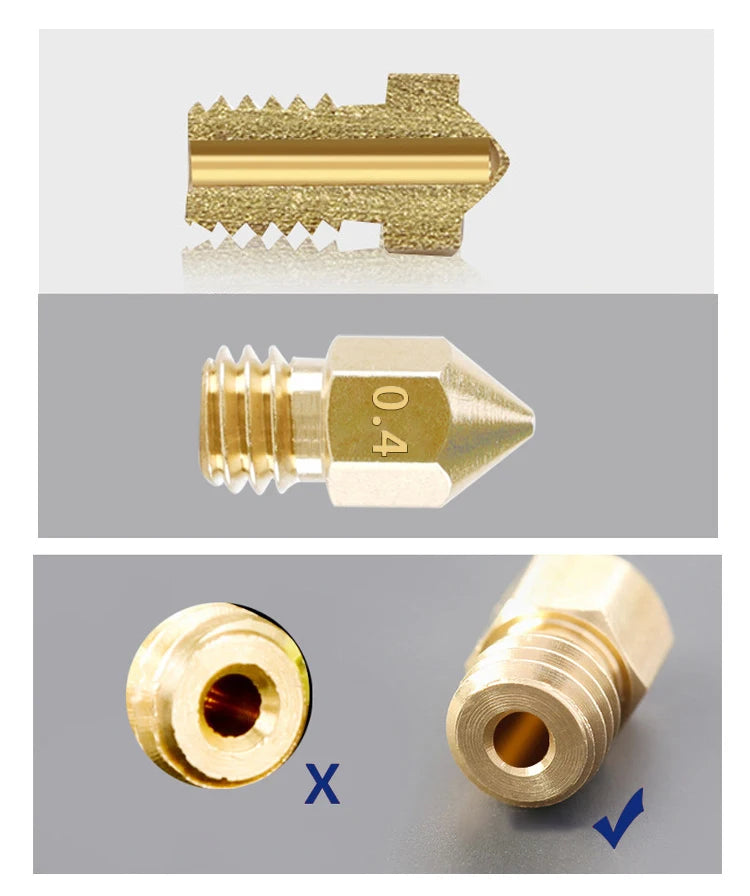 3D Printer Accessories MK8 Nozzle Brass 0.1mm-1.0mm For 1.75/3.0MM Supplies CR10 CR10S Ender-3 Extruder Head 3D Printer Nozzle