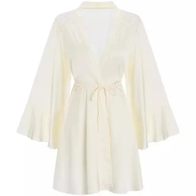 Black Satin Kimono Bridal Robe Lace Lingerie Women Sleepwear Pajamas Pure Ice Silk Wedding Morning Bathrobe Bridesmaid Robes