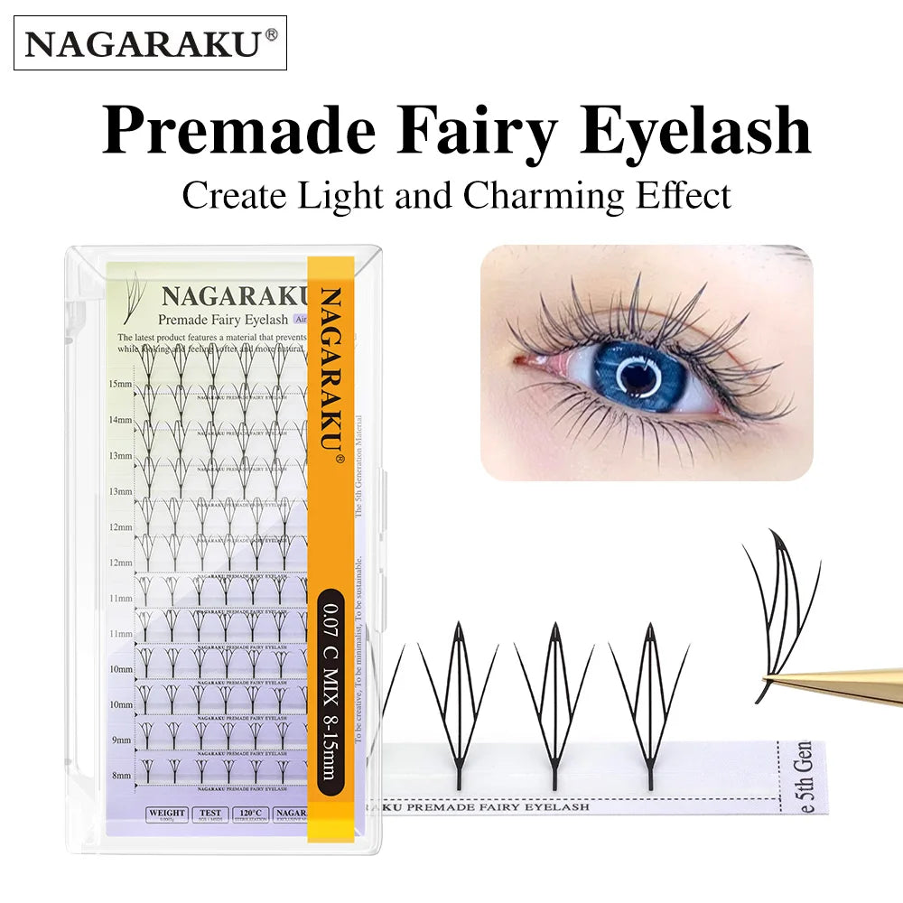 NAGARAKU Premade Spire Fairy Wings Eyelash Anime Effect Soft Plume Fluttering Eyelash Extensions Comic