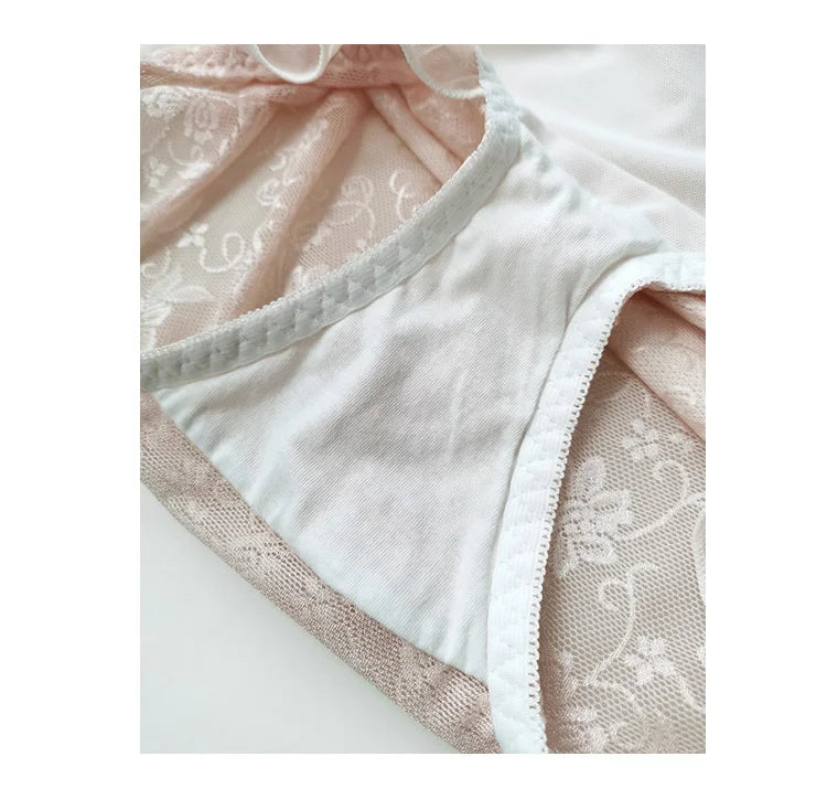 SP&CITY High Waist Flower Embroidery Sexy Lace Women's Underwear Transparent Shorts Mesh Hollowed Panties Ruffle Seamless Briefs