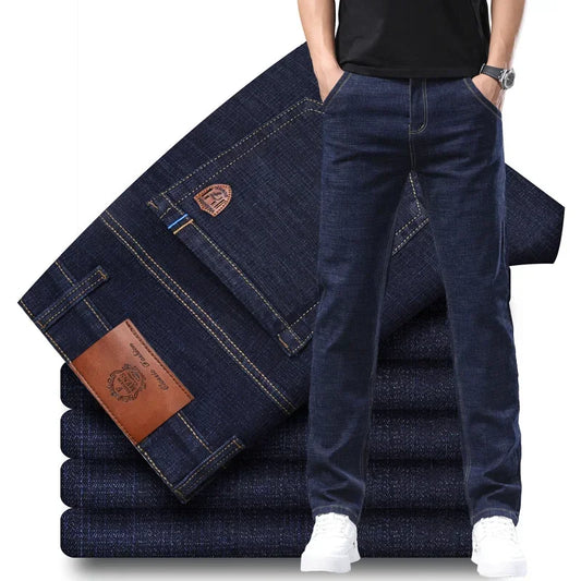 Fashion Men Jeans Stretch Straight Leg Casual Slim Fit Denim Pants Male Brand Luxury Design Business Classic Trousers Large Size