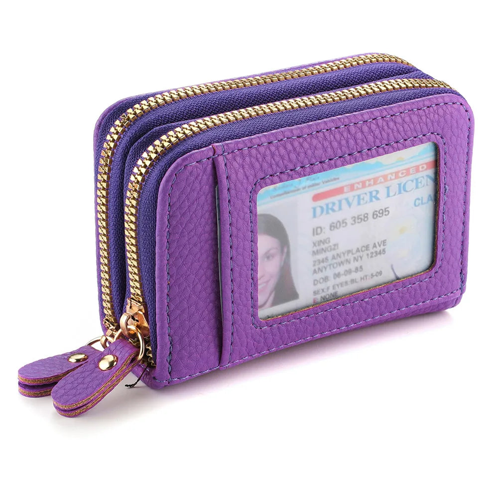 Multi Slot  Holder Fashion Wallet Female Bank Card ID Holder Female PU Leather Protection Case Coin Zipper Wallet