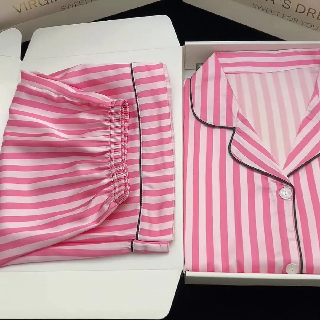 Spring Summer Ladies Faux Silk Polyester Elegant Women Pajama Sets Sexy Satin Homewear Luxury Pyjamas Female Sleepwear Fashion 1