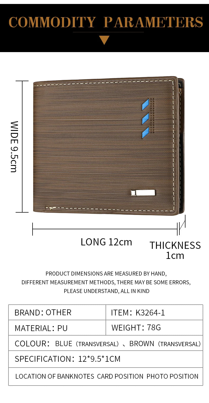 Men's Short PU Leather Wallet, Multi-slot Credit Card Holder Men's Wallet, Casual Wallet for Men