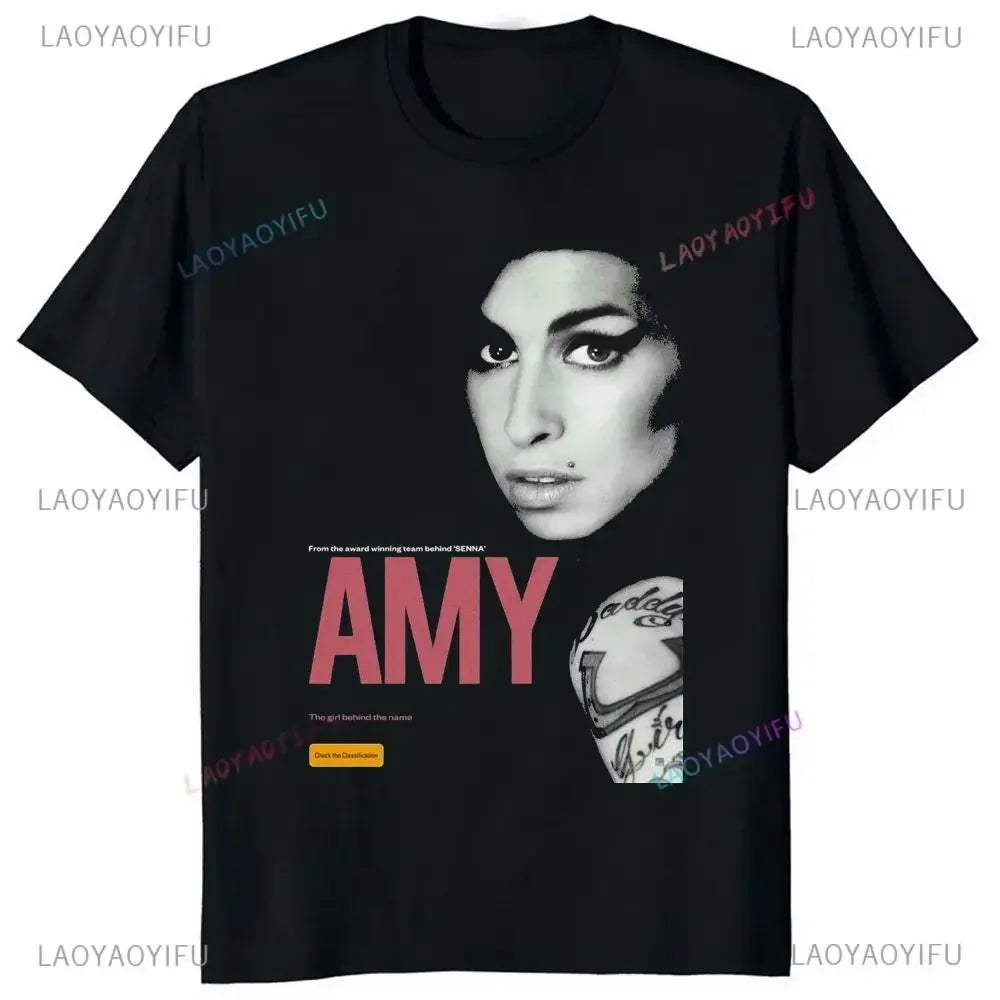Graphic Print Amy Jade Winehouse Singer British Jazz Legend Summer Trend Harajuku Short Sleeve Unisex Graphic Oversized T-shirt