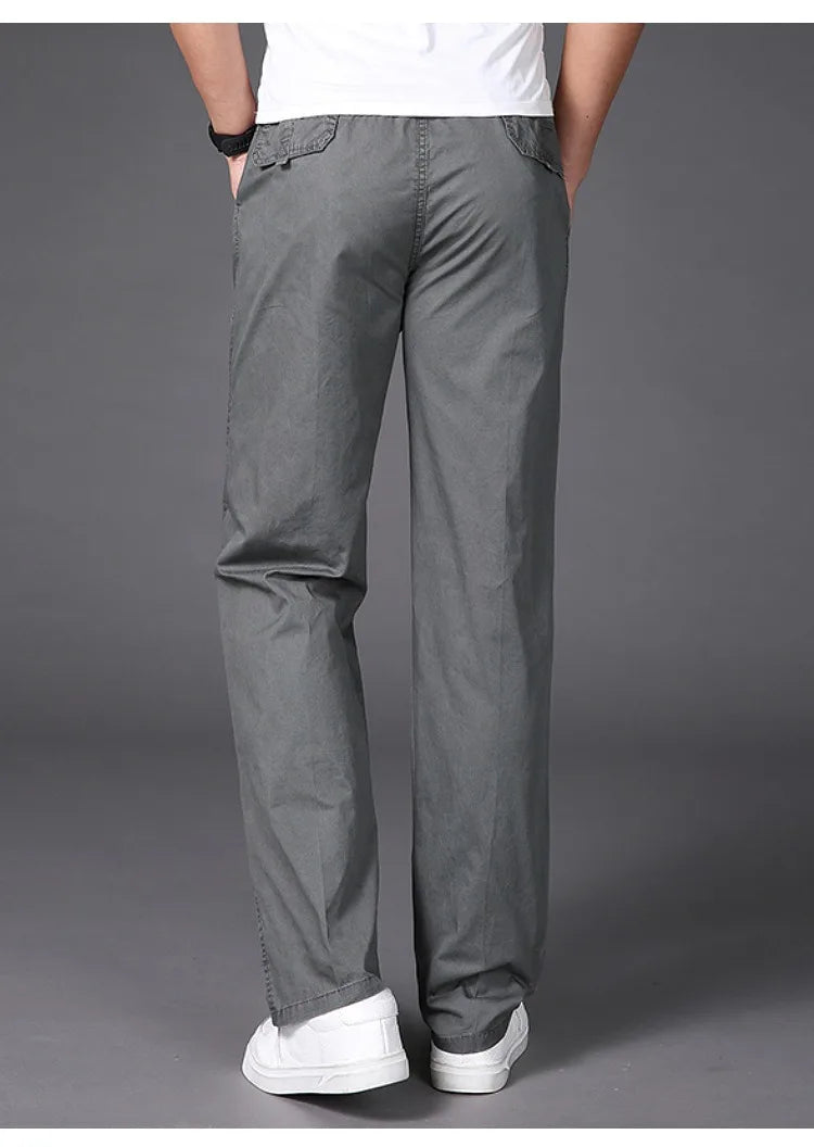 Summer thin cotton casual pants men loose straight leg 2024 new men's pants trend all matching men's long pants