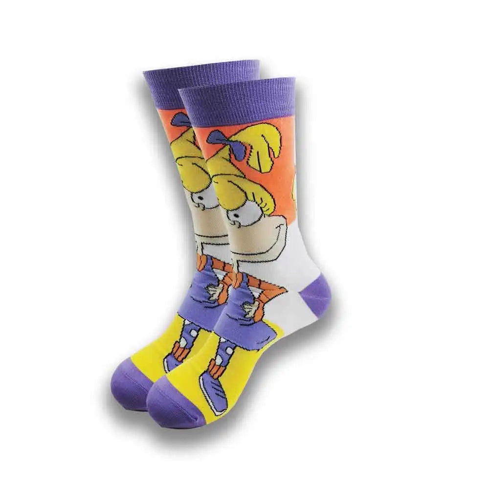 Fashionable design of men's and women's socks in spring and autumn young tube crew socks.