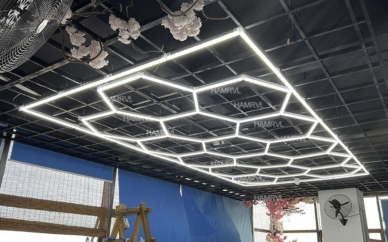 Cutomized Barbershop Hair Salon Led Ceiling Light Hexagon Garage Light Warm/Natural white 3000K 4000K Honeycomb Lighting For Car