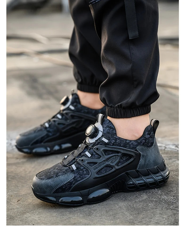 Rotating Button Safety Shoes Men Steel Toe Sneaker Air Cushion Work Shoes Man Puncture Proof Work Safety Boots Protective Shoes