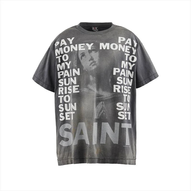 Pay Money To My Pain Saint T-Shirt Men Women Best Quality Oversized 100% Cotton Tee Tops Vintage Washed Black Graphics T Shirt