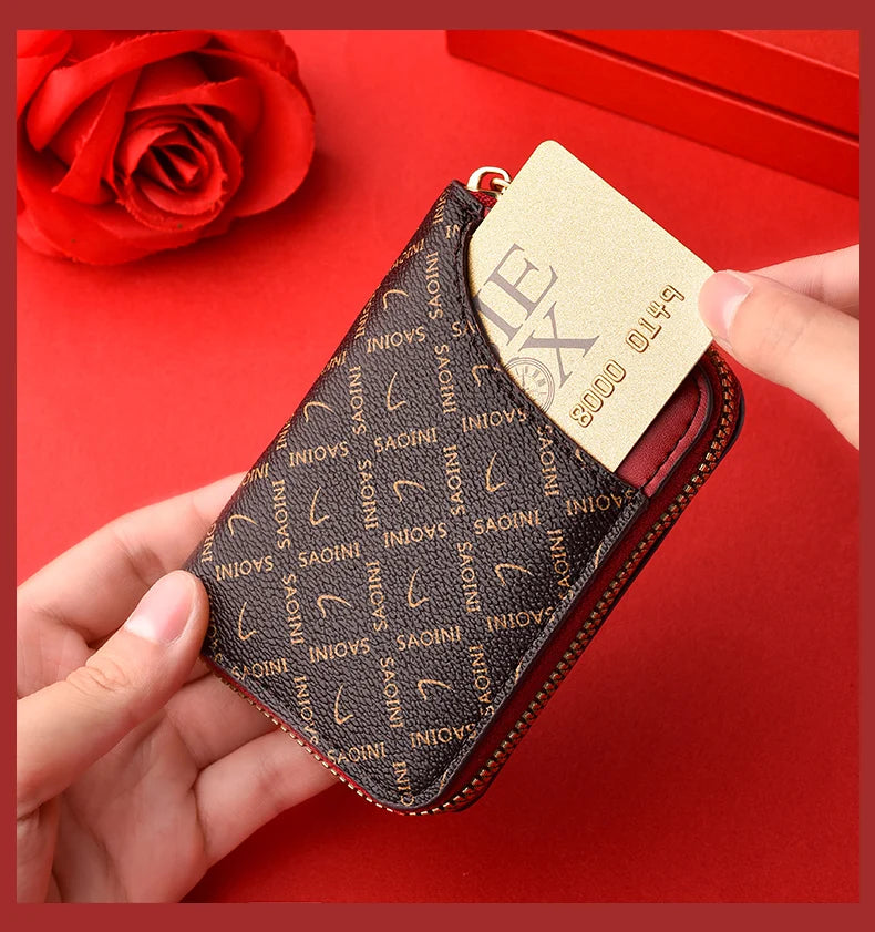 New Women's Small Wallet Premium Sense Personality Lady Credit Card Holder Fashion Multi-Slot Zipper Credit Card Wallet  Women's