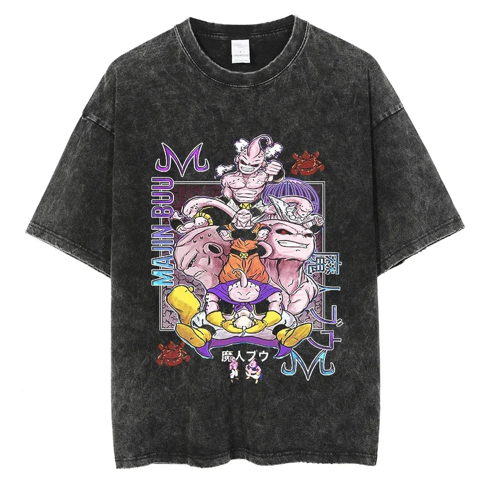 Men Retro Vintage Tshirt Streetwear Japanese Anime Dragon Ball Graphic T-Shirt Harajuku T Shirt Hip Hop Relaxed Tops Tees Black