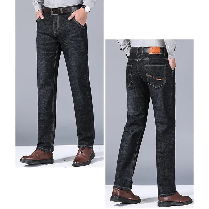 Fashion Men Jeans Stretch Straight Leg Casual Slim Fit Denim Pants Male Brand Luxury Design Business Classic Trousers Large Size
