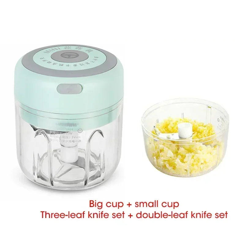 Electric Garlic Chopper, Mini Portable Veggie Chopper, Garlic Grinder Masher Onion Chopper, for Ginger, Chili, Fruit, Meat, etc