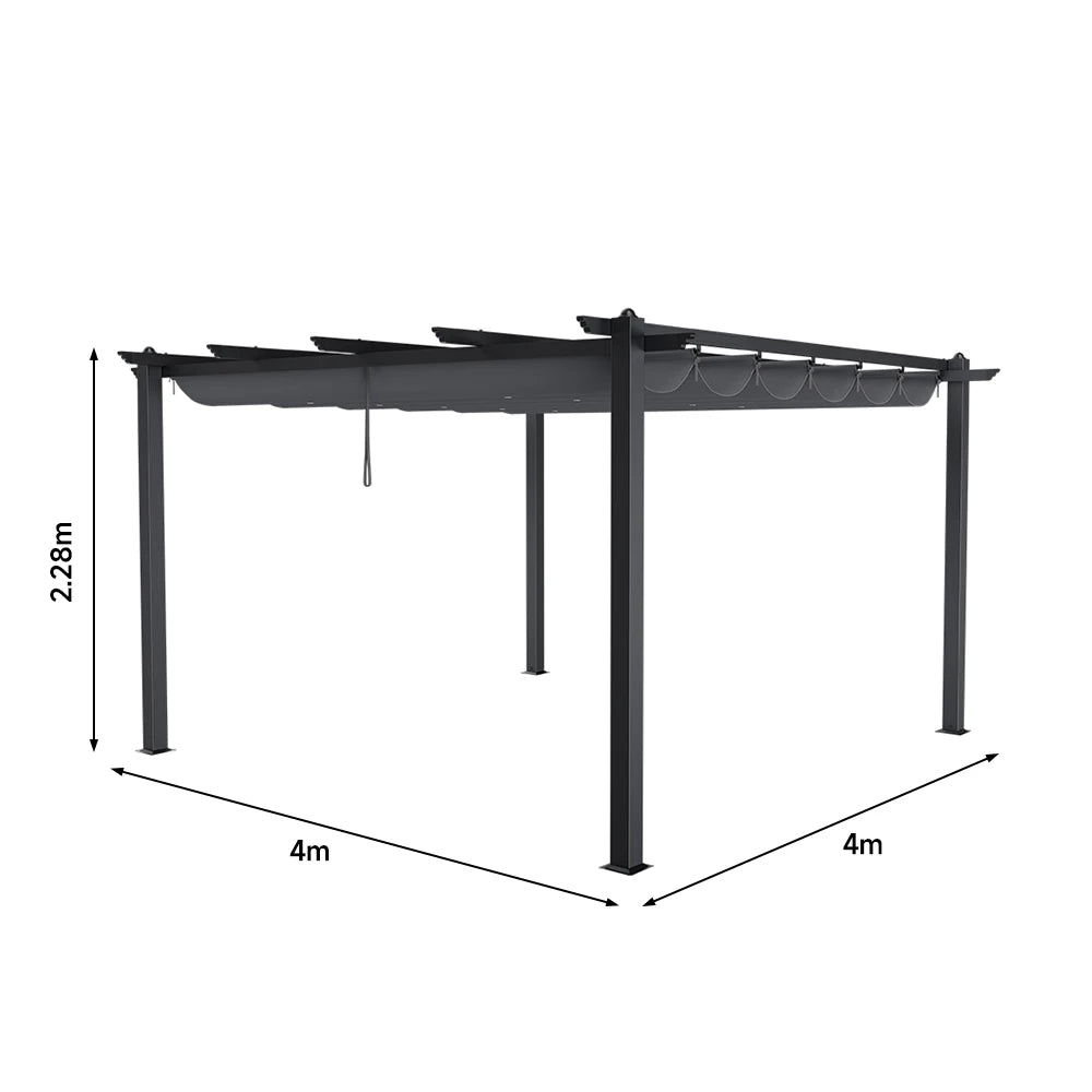 【Breeins】Metal Pergola w/Thicker Post & Upgraded Retractable Pergola Canopy, Heavy-Duty Aluminum Pergolas and Gazebos