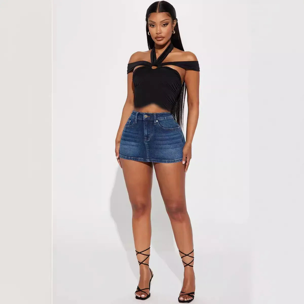 Mini Skirts Women Denim Summer 2025 Vintage Female Simple High Waist Pockets Sexy Streetwear Slim Fit Hip Wrap Short Skirt