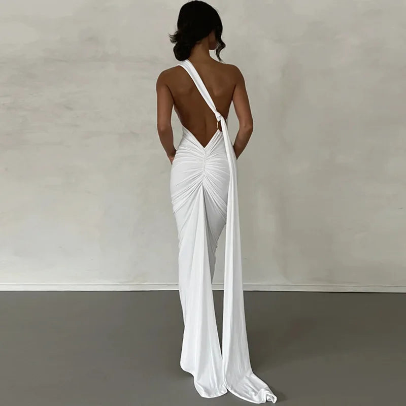 Ladies Summer Elegant Evening Party Dress For Women Sleeveless Backless Halter Sexy Long Dresses Woman Clothes Birthday Clubwear