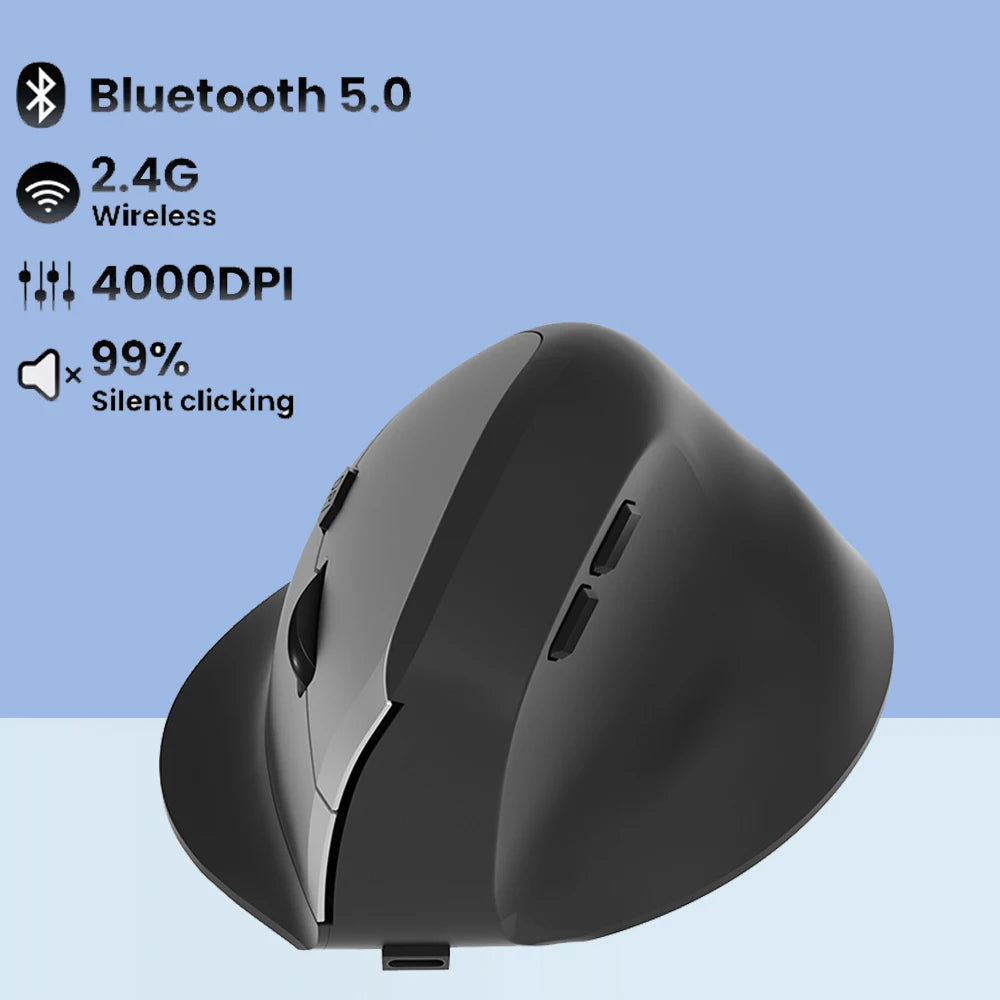 Vertical Mouse Ergonomic 2.4GHz Wireless Optical Mice Bluetooth 5.2 DPI 800/1200/1600 6 Buttons for Laptop PC Computer Desktop