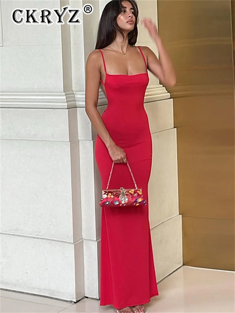 Ladies  Summer Elegant Evening Party Dress Women Sleeveless Backless Maxi Dresses Birthday Night Clubwear Fashion Female Outfits