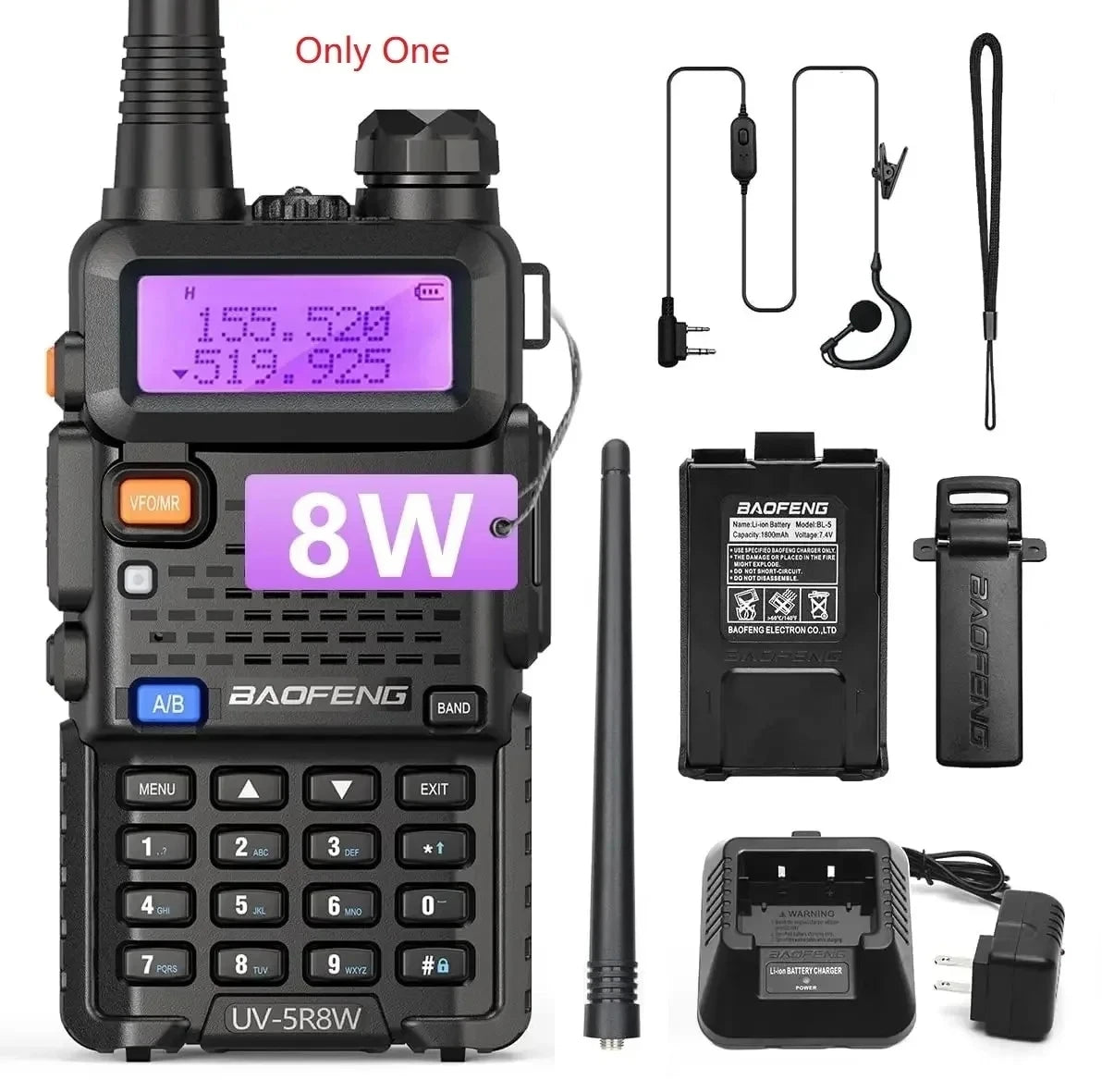 1/2X Baofeng UV-5R 8W Tri-Power Walkie Talkie High Power Dual Band Long Range 128CH Portable Handheld UV 5R Ham Two Way Radio