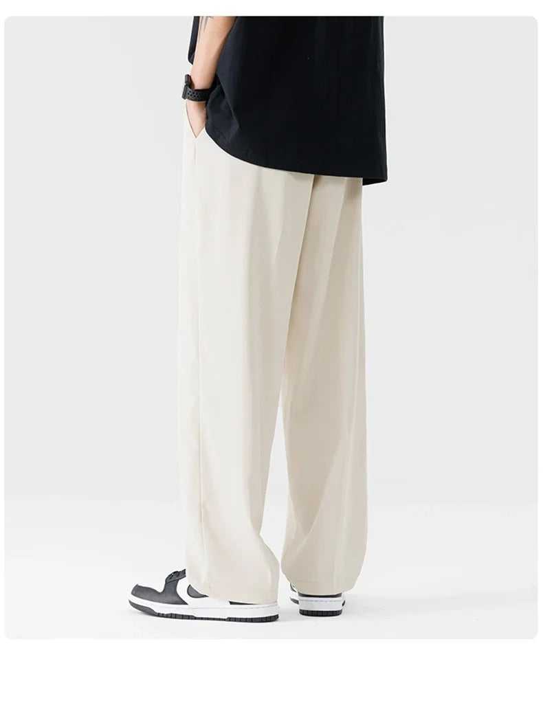 New Men Suit Pants Business Trousers Solid Casual Pant Wide Leg  Straight Fashionable Streetwear Comfortable Fabric Oversize