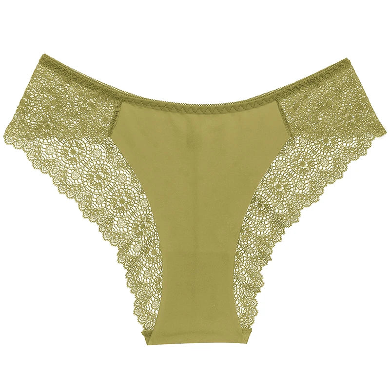 TrowBridge 3PCS/Set Sweet Women's Panties Silk Satin Underwear Lace Sexy Lingerie Girls Breathable Briefs Soft Comfortable Panty