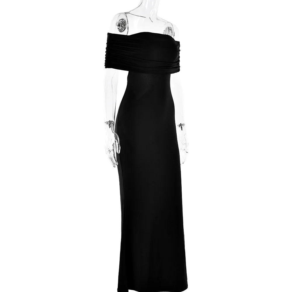 Ladies Summer Off Shoulder Fashion Evening Party Dresses For Women Strapless Backless Ruched Maxi Dress Birthday Clubwear Outfit