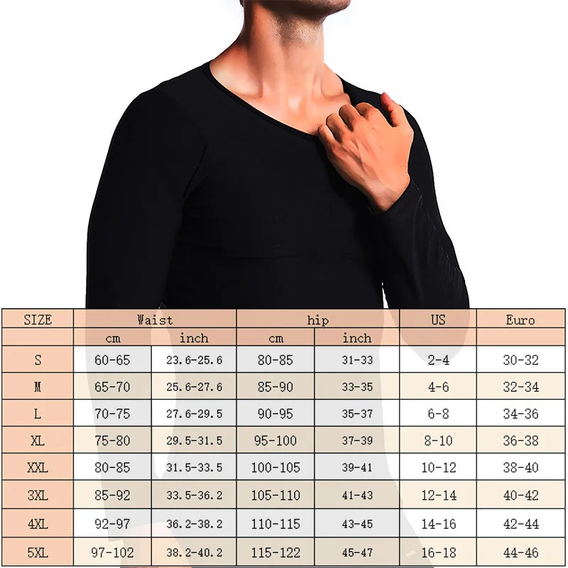 Aiithuug Silver Lined Hot Sauna Sweating Long Sleeve Fat Burn Croset Workout Body Shaper Men Tops Weight Loss Shirts Waist