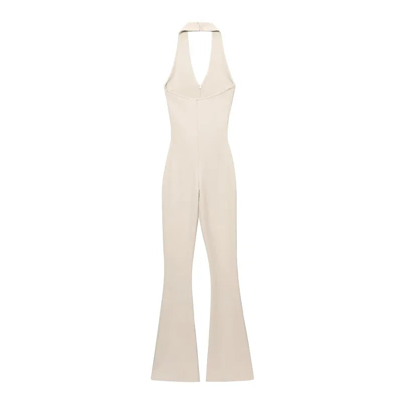 MUJER 2025 Long Jumpsuit Woman Flared Fitness Jumpsuits for Women Black Summer Woman Jumpsuit Sexy Sleeveless Backless Overalls