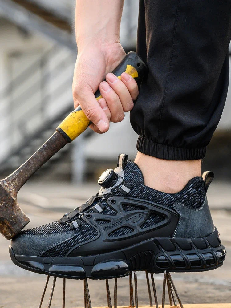 Rotating Button Safety Shoes Men Steel Toe Sneaker Air Cushion Work Shoes Man Puncture Proof Work Safety Boots Protective Shoes