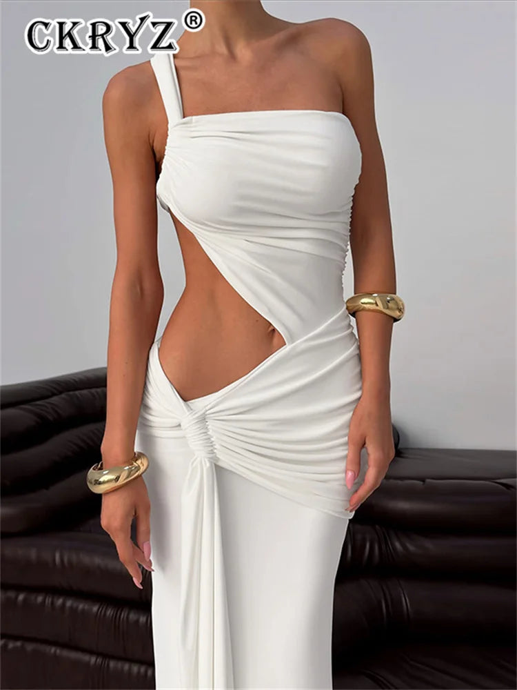 Ladies Summer Elegant Evening Party Dress For Women Sleeveless Backless Hollow Out Sexy Long Dresses Woman Birthday Clubwear