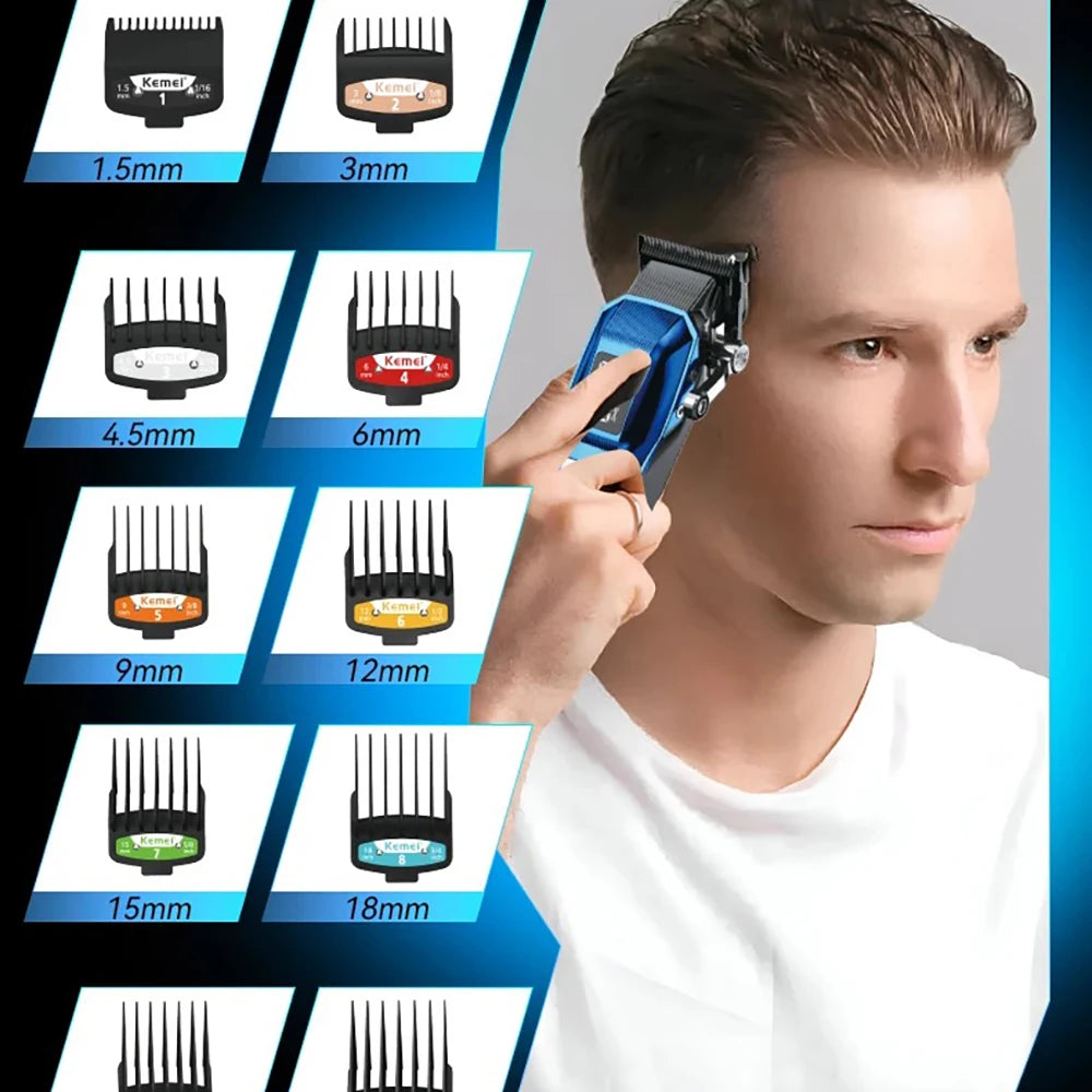 Kemei 2796 Barber Hair Clipper Professional Brushless Motor Fade Haircut Machine Electric Trimmer Hair Cutter for Men 9000RPM